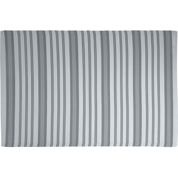 Brambly Cottage Grey And White Stripes Outdoor Camping Rug Mat